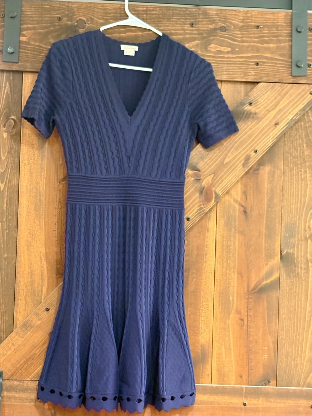 Shoshanna Navy Cable‑Knit V‑Neck Midi Dress gorgeous!!!
